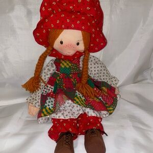 VTG Holly Hobbie AMToy 1988 CHRISTMAS Plush Rag Doll REDHEAD 19”